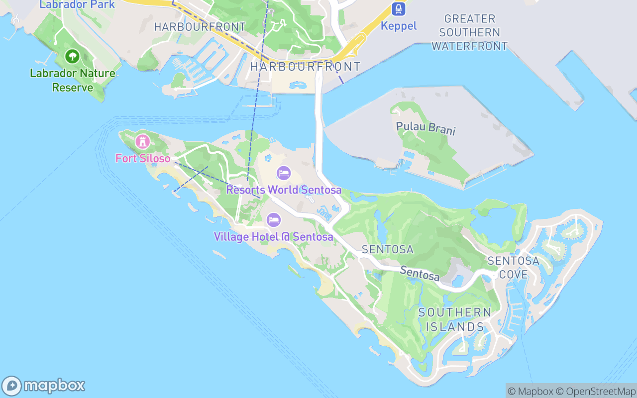 Map showing the location of Universal Studios Singapore