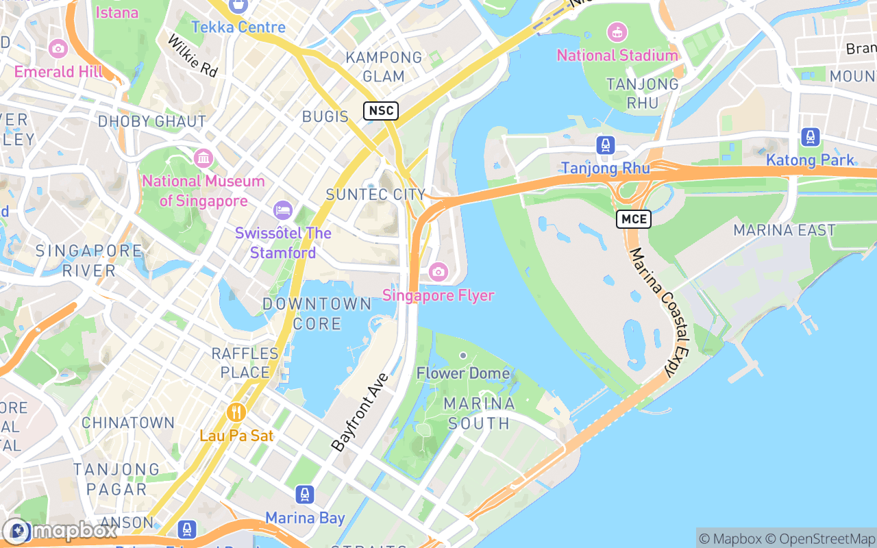 Map showing the location of Singapore Flyer