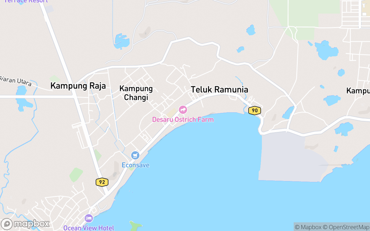 Map showing the location of Desaru Ostrich Farm