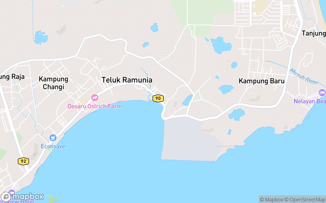 Map showing the location of Masjid Jamek Teluk Ramunia