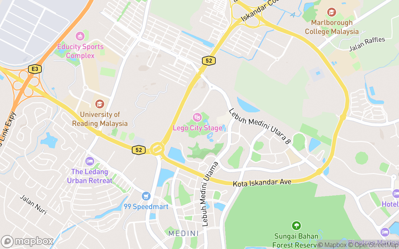 Map showing the location of LEGOLAND Malaysia