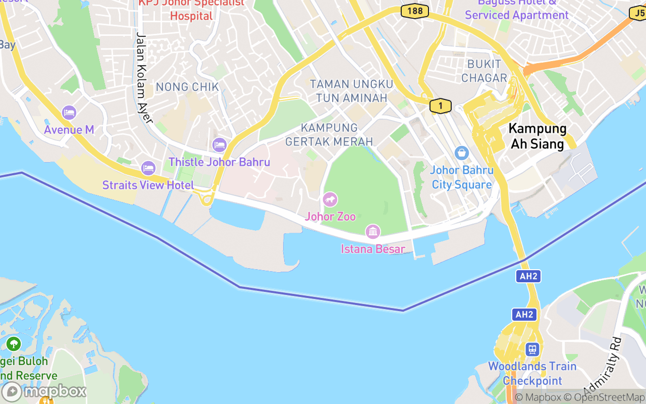 Map showing the location of Johor Zoo