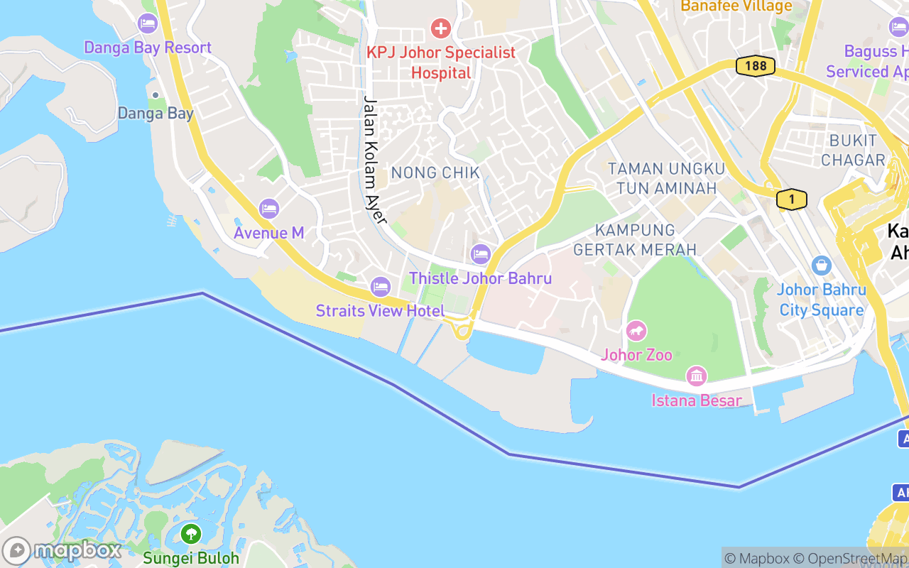 Map showing the location of Jam Besar Dataran Johor Bahru