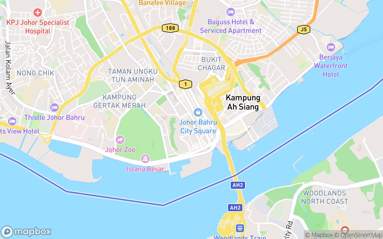 Map showing the location of Johor Ancient Temple