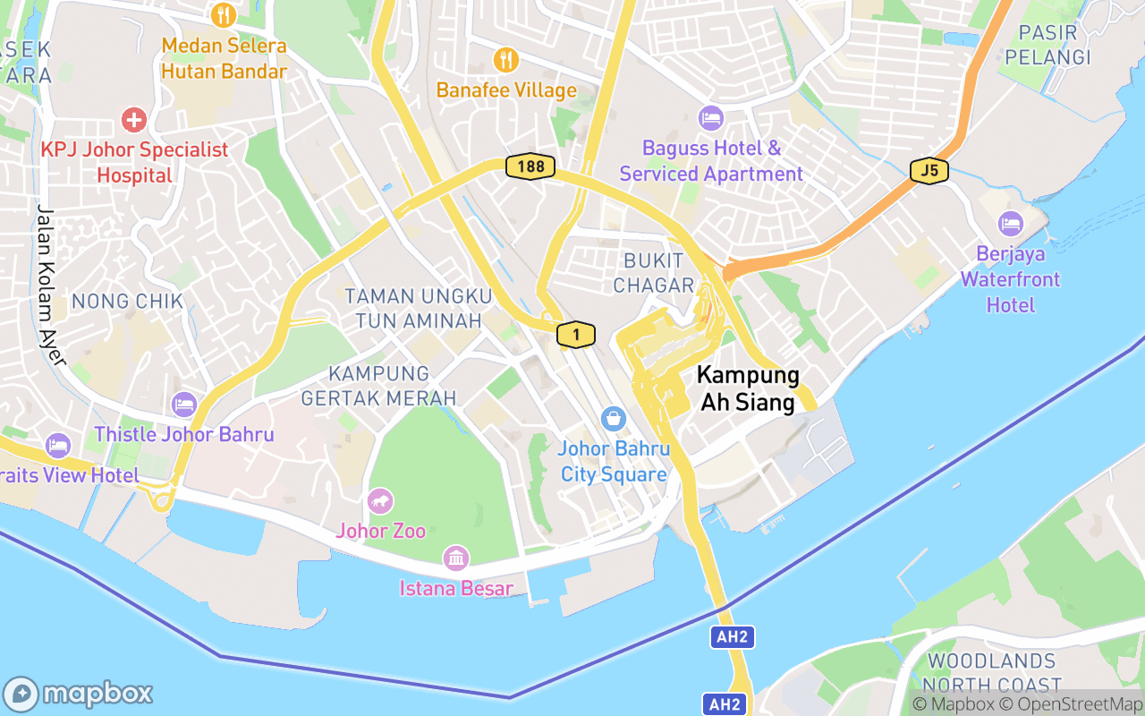 Map showing the location of Skyscape Johor Bahru
