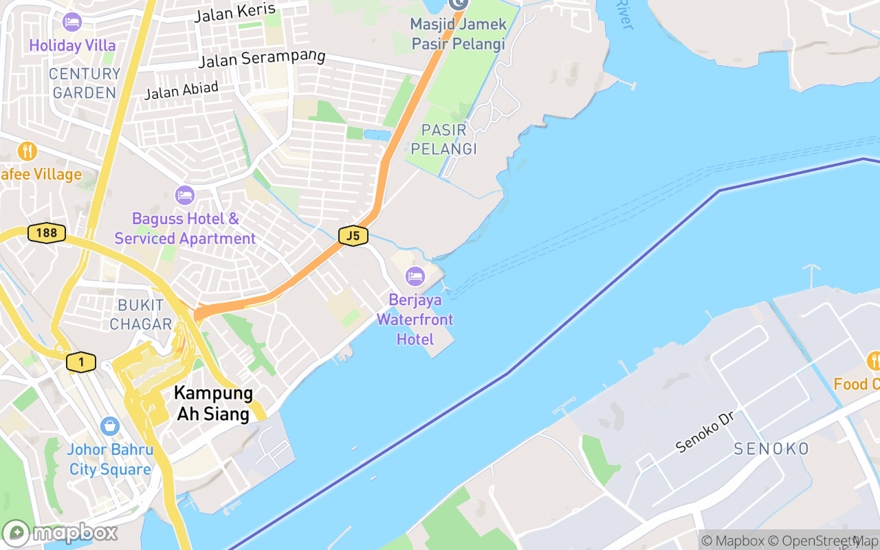 Map showing the location of Pelabuhan Stulang Laut Malaysia