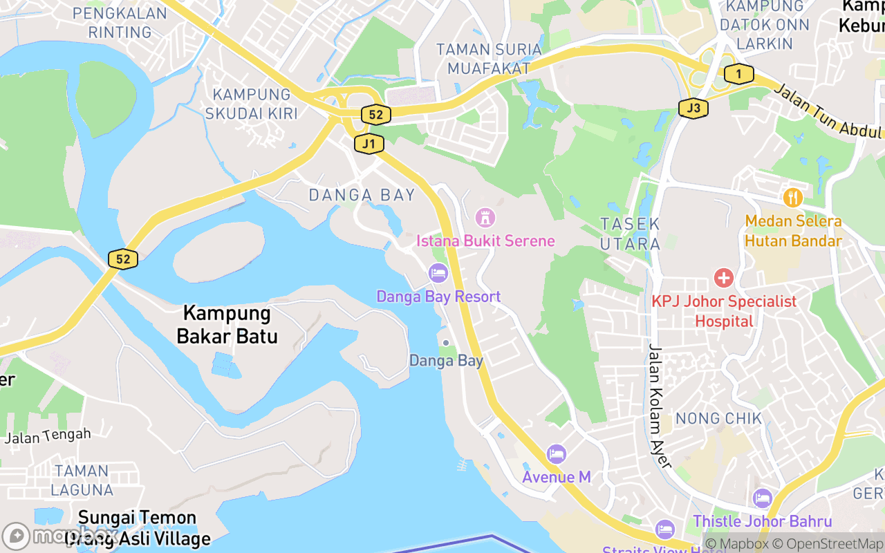 Map showing the location of Danga Bay Park