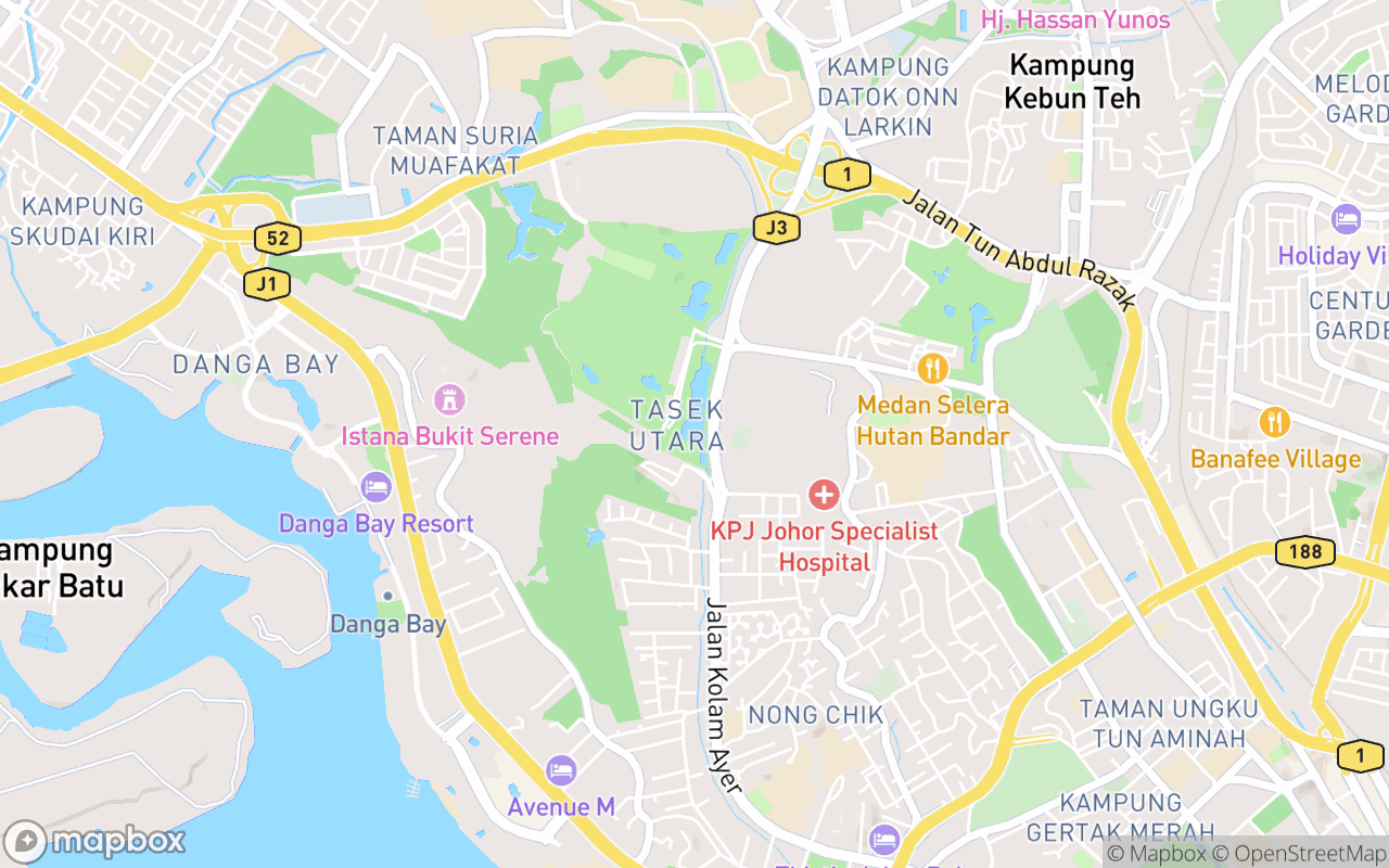 Map showing the location of Taman Merdeka Musical Fountain