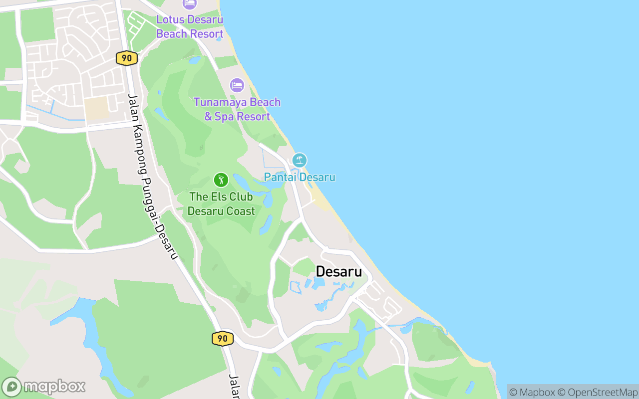 Map showing the location of Desaru Beach