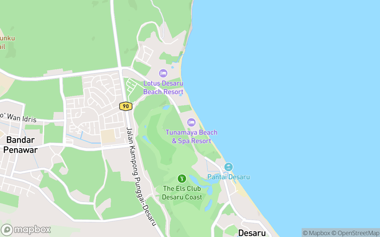Map showing the location of Tunamaya Beach and Spa Resort Desaru