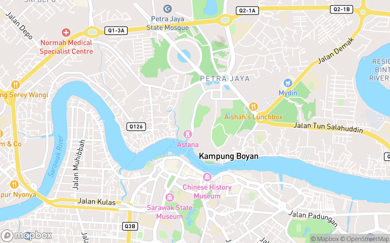 Map showing the location of Dewan Bandaraya Kuching Utara Orchid Garden