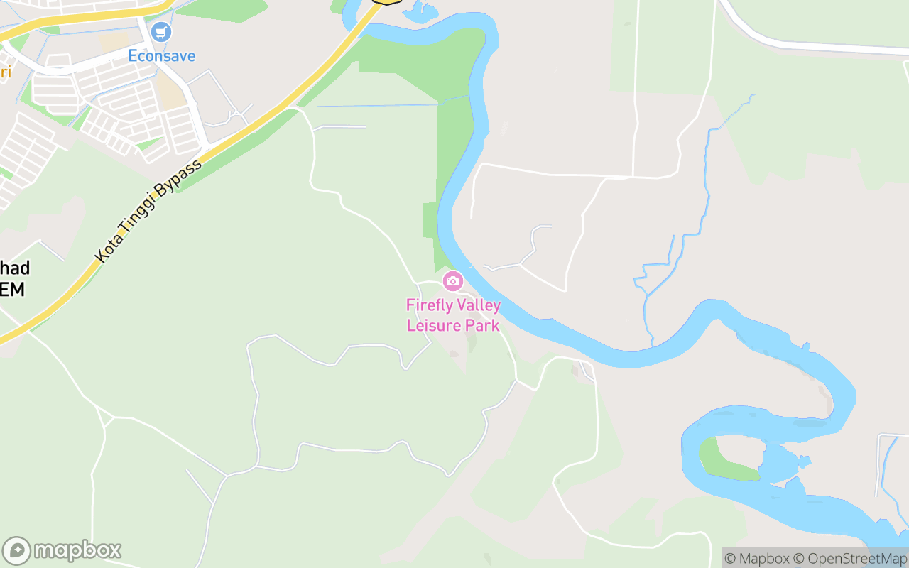 Map showing the location of Kota Tinggi Firefly Valley Leisure Park