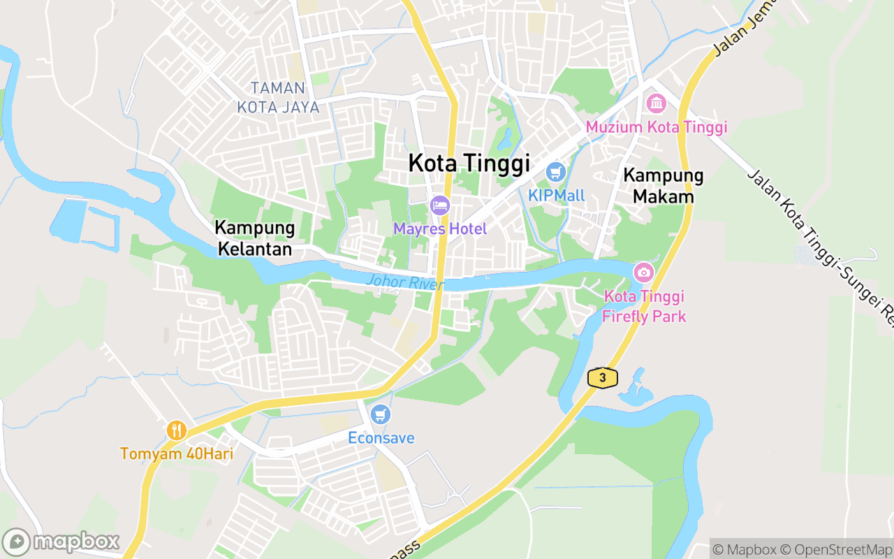 Map showing the location of Riverside Park Kota Tinggi