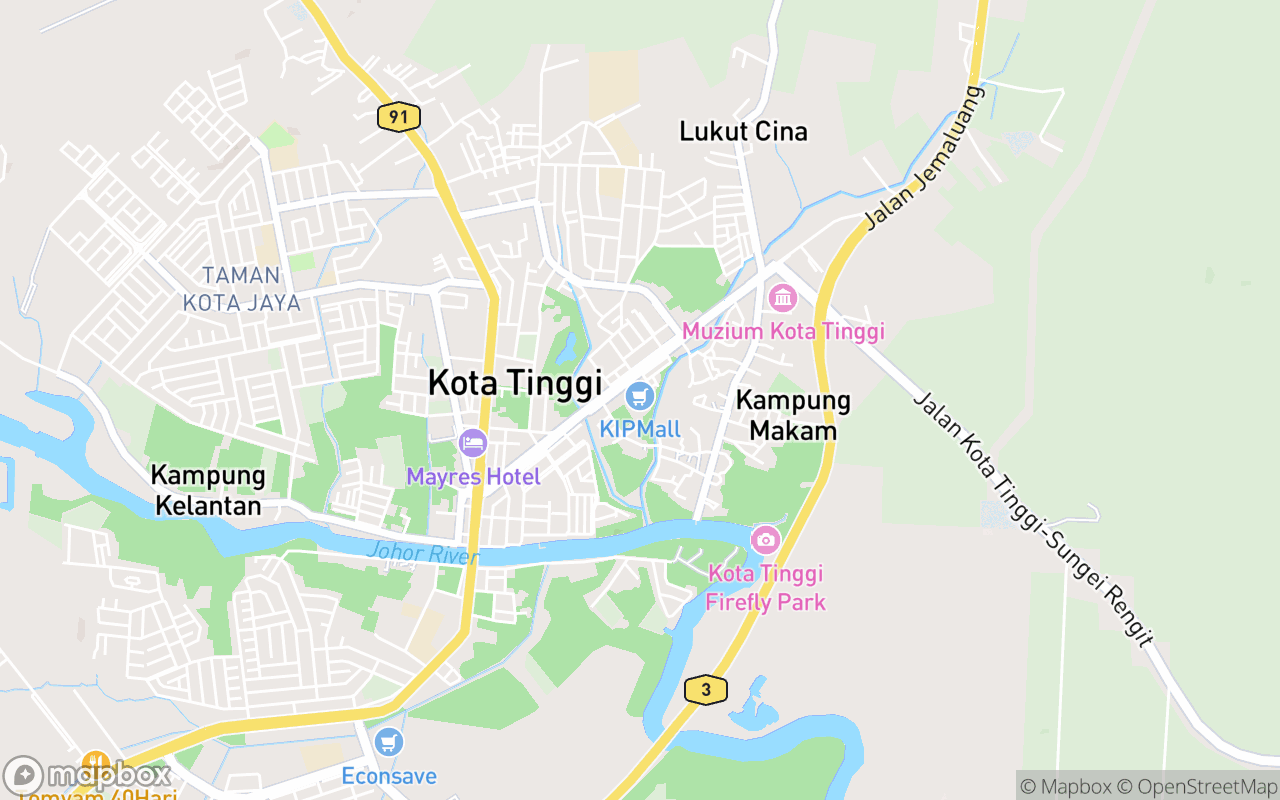 Map showing the location of KIPMall Kota Tinggi