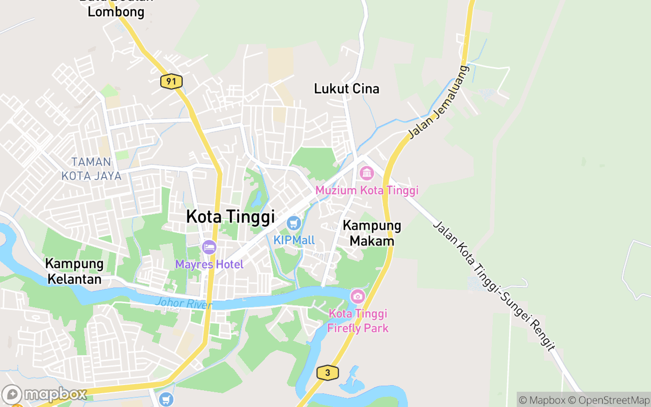 Map showing the location of Makam Tauhid Kota Tinggi