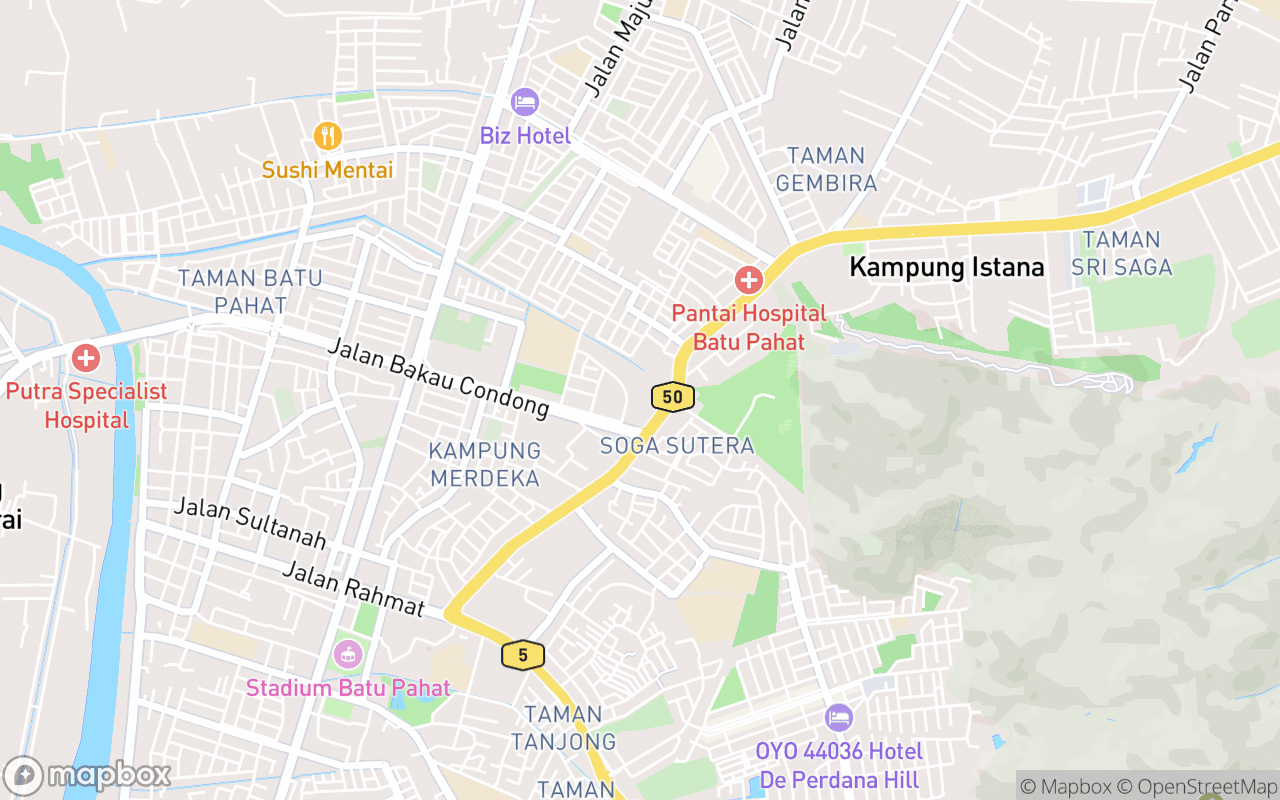 Map showing the location of Masjid Jamek Sultan Ismail