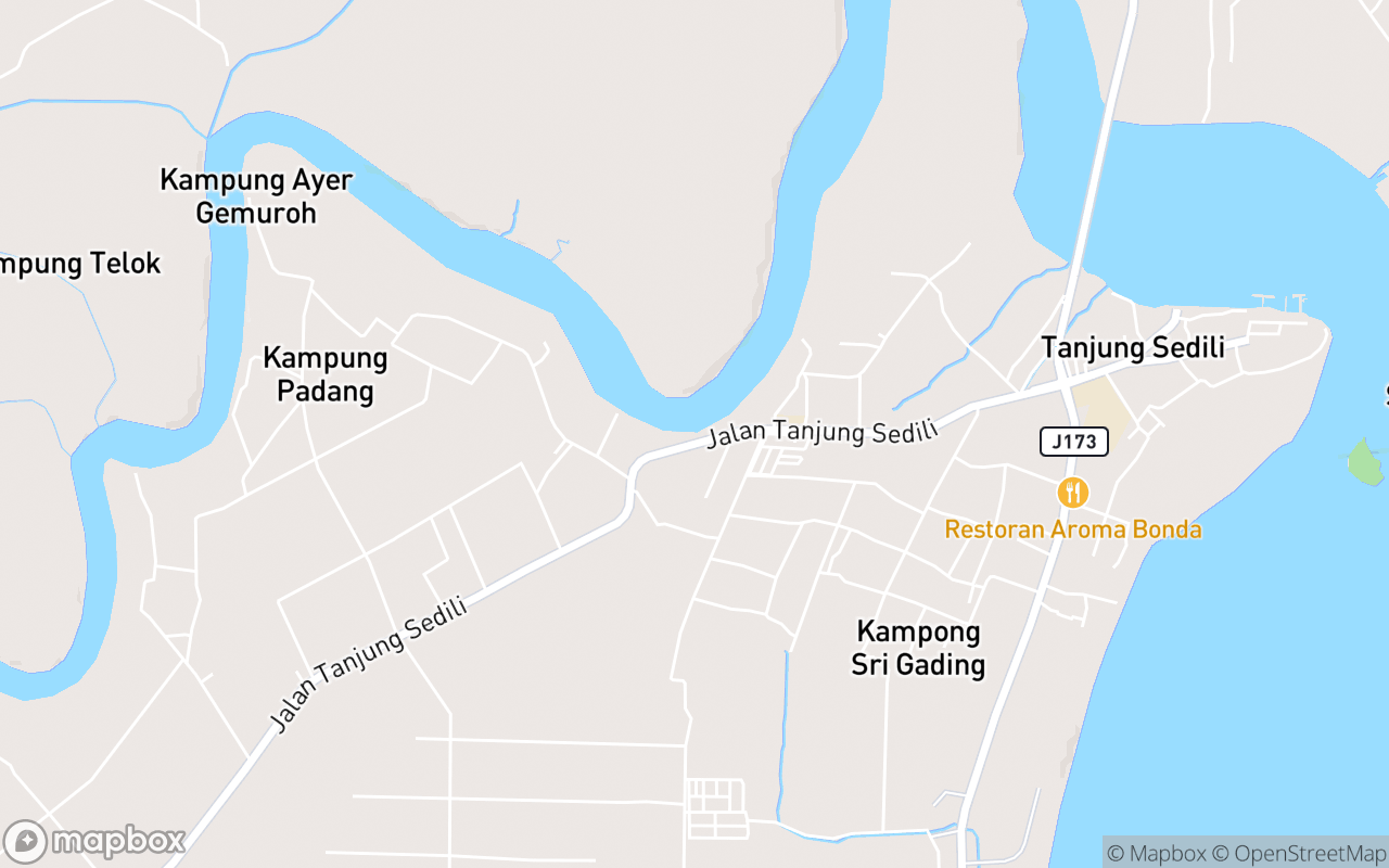 Map showing the location of Sungai Sedili Fishing Place