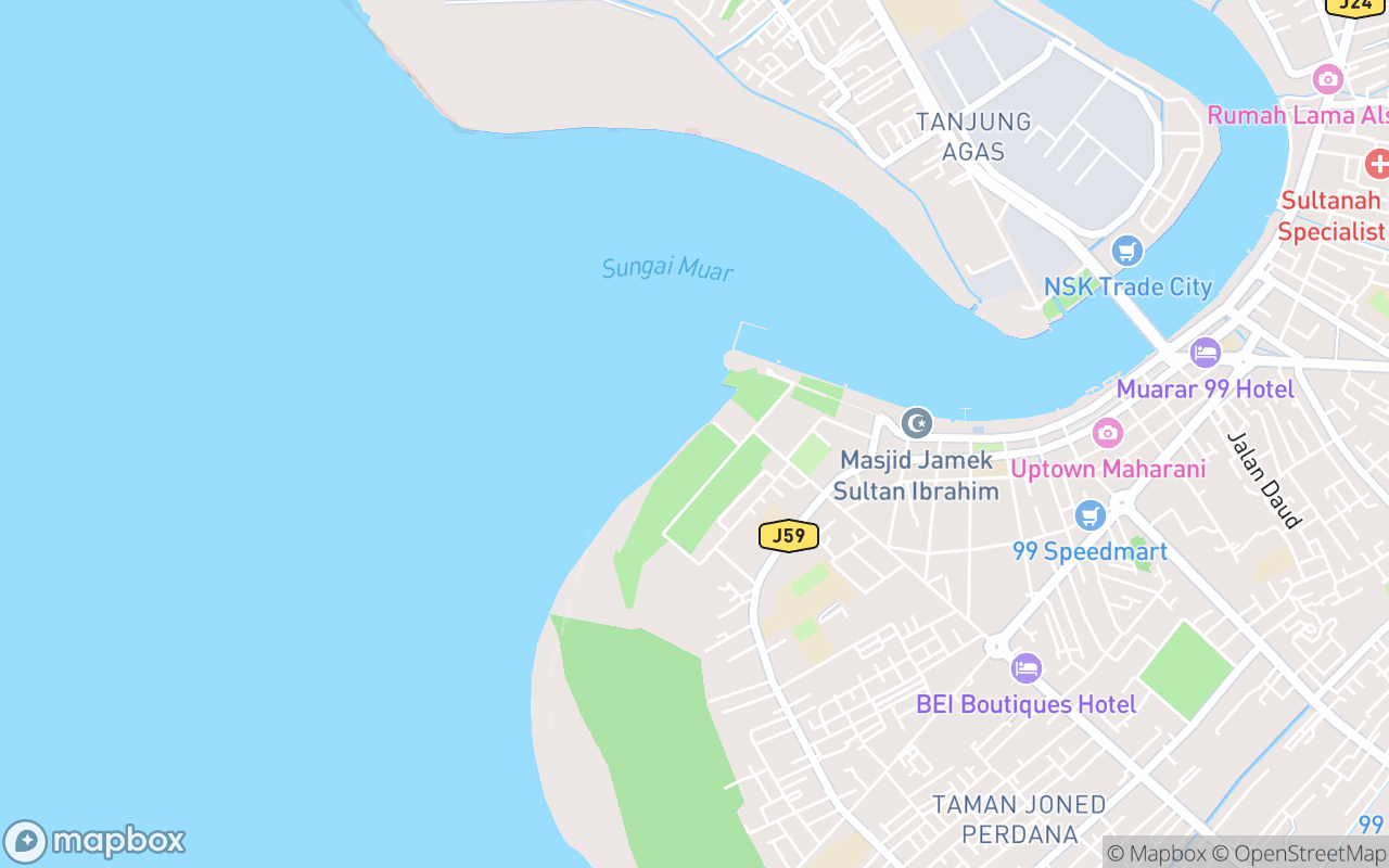 Map showing the location of Tanjung Emas Sunset view point