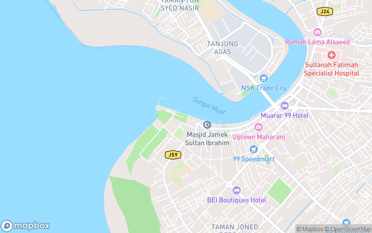 Map showing the location of Tanjung Emas
