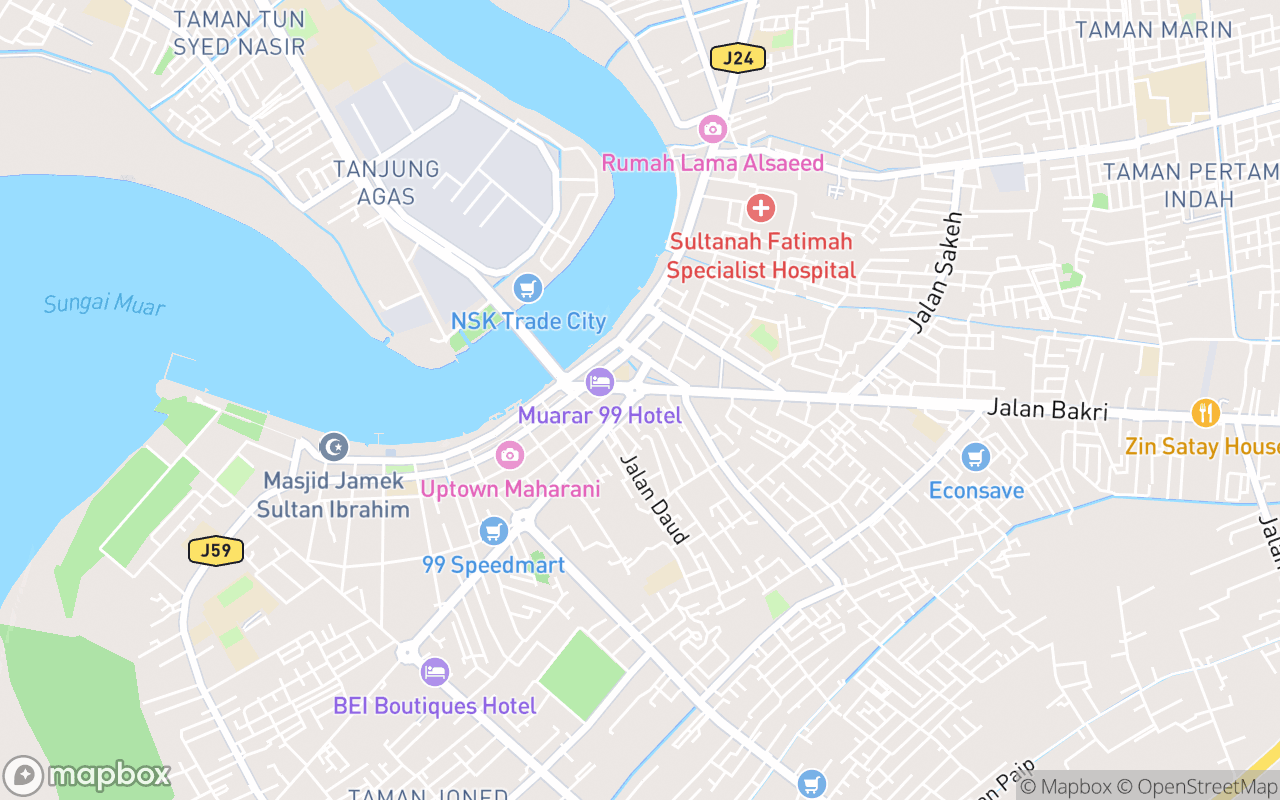 Map showing the location of The Great Mural of Muar