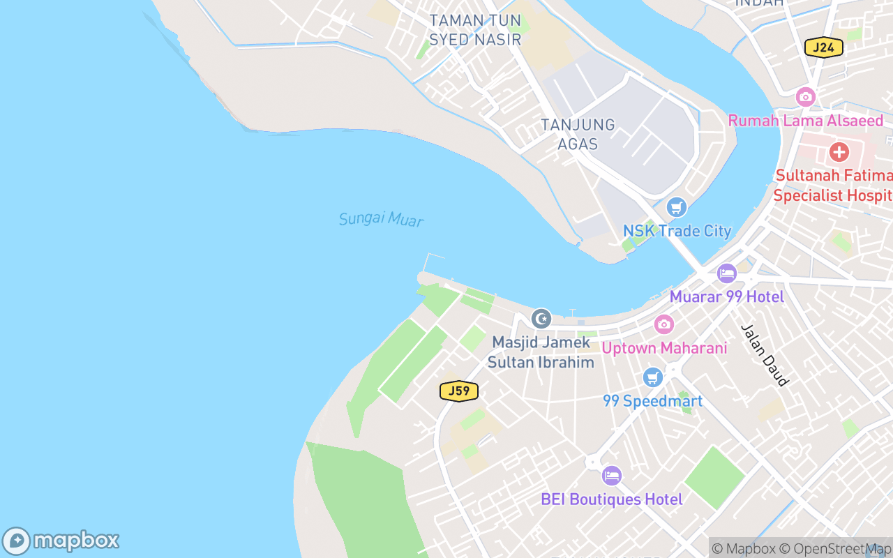 Map showing the location of Muar River Cruise