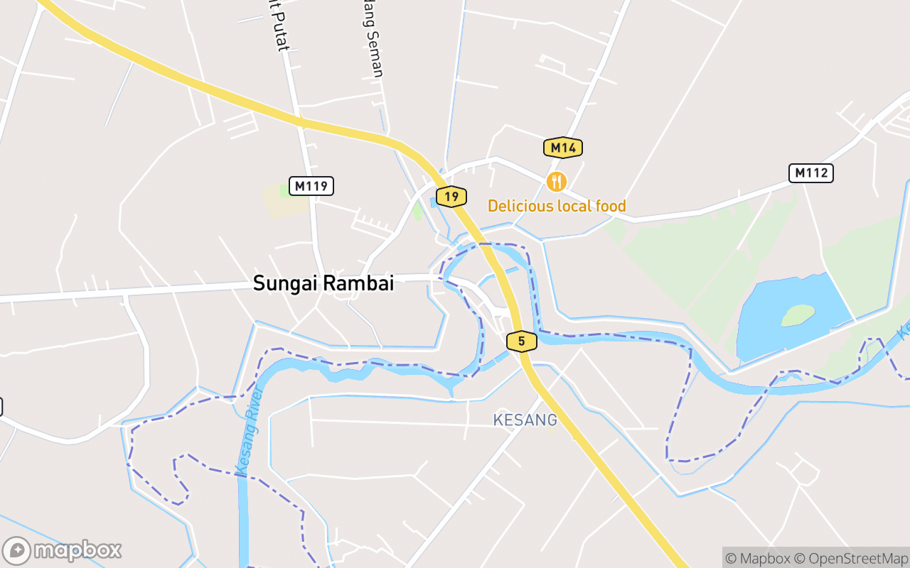 Map showing the location of Beca Gergasi Muar
