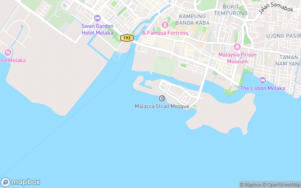 Map showing the location of Melaka Straits Mosque