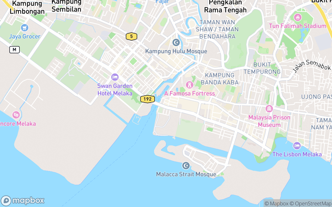 Map showing the location of Upside Down House Melaka