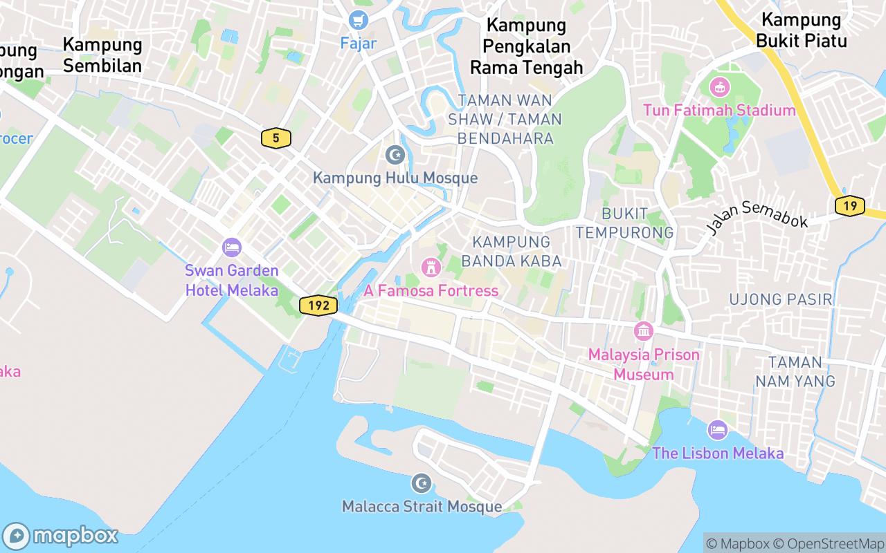 Map showing the location of A Famosa