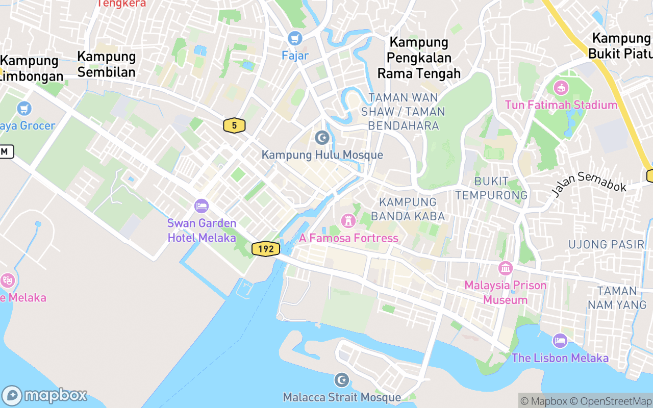Map showing the location of Melaka Sultanate Watermill