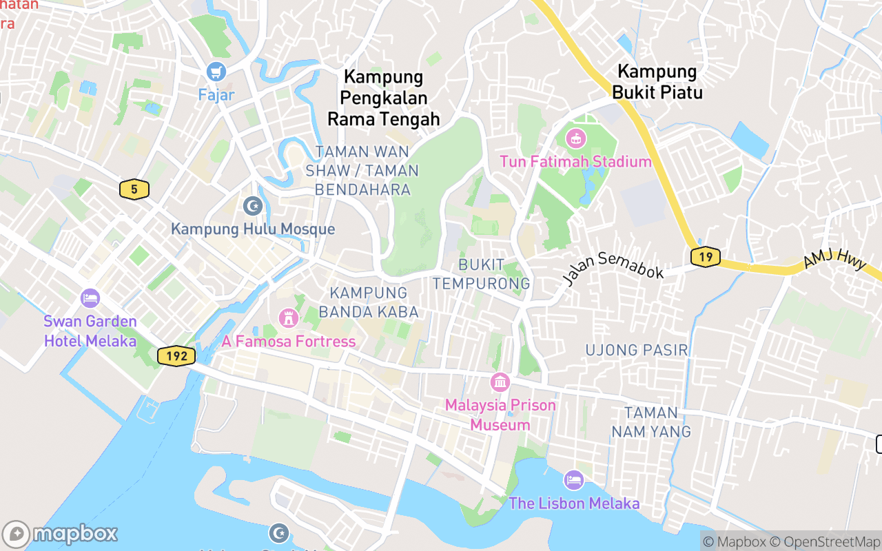 Map showing the location of 马六甲兴安会馆暨兴安天后宫