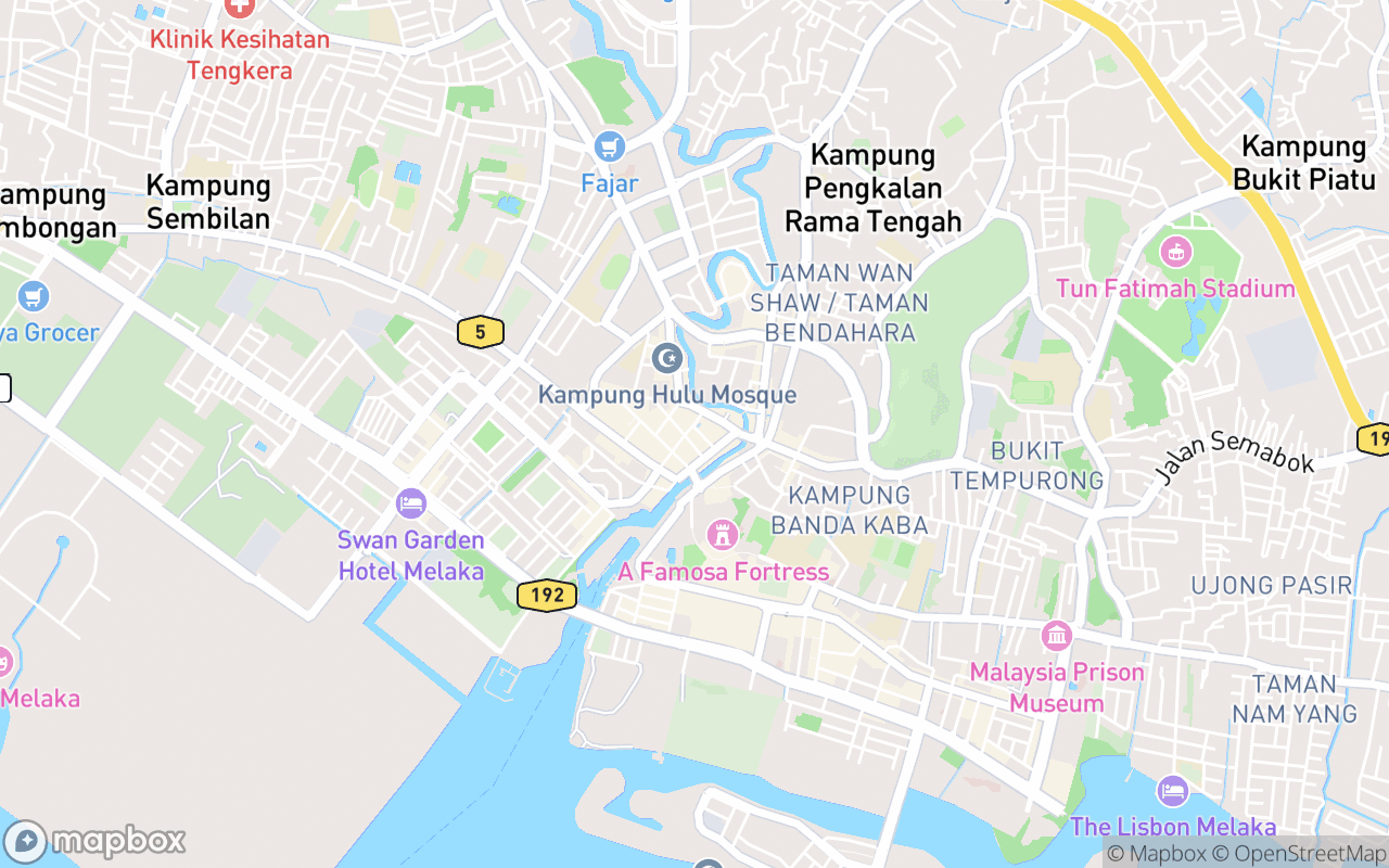 Map showing the location of Melaka Street Art