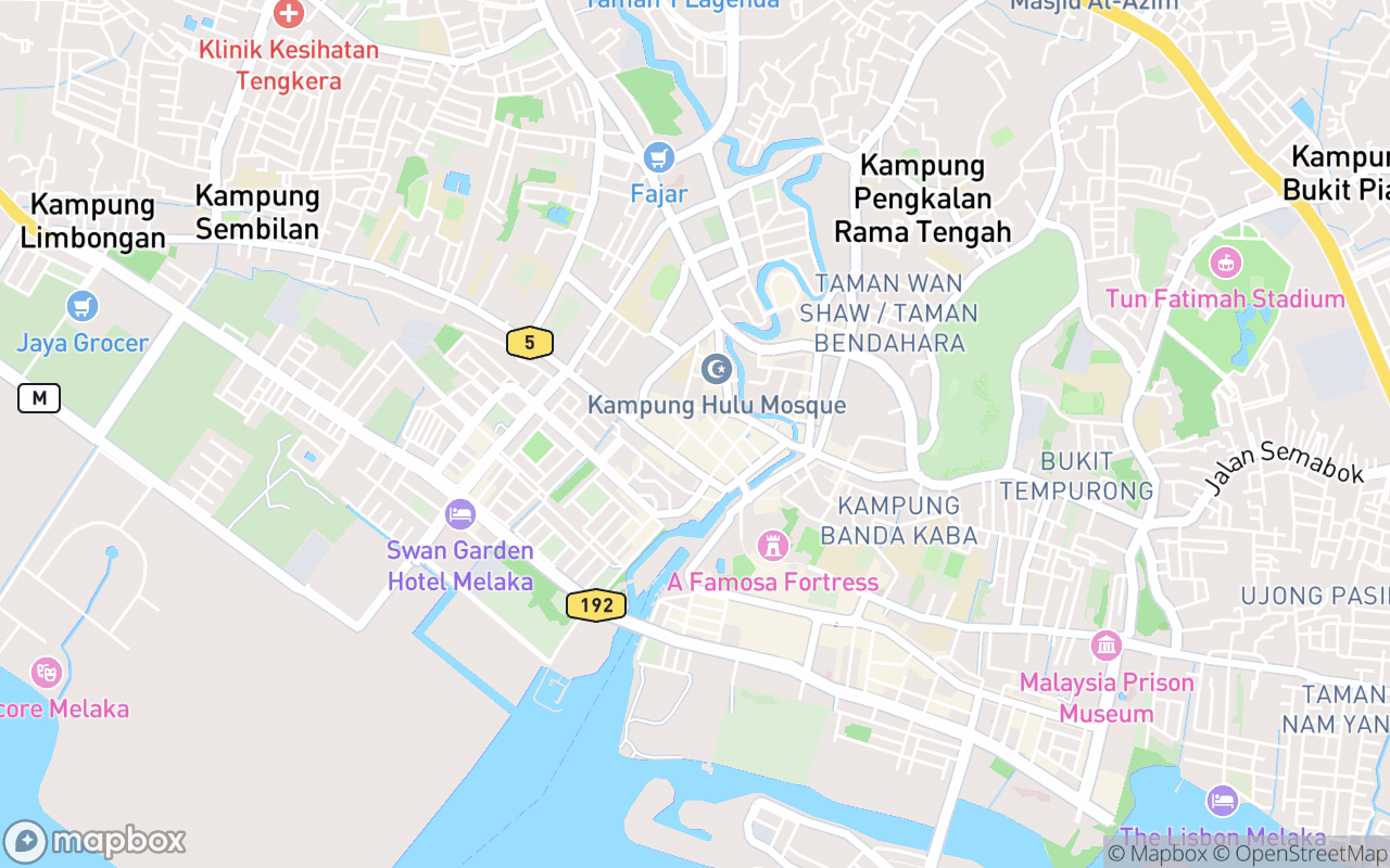 Map showing the location of Taman Warisan Dunia Jonker Walk