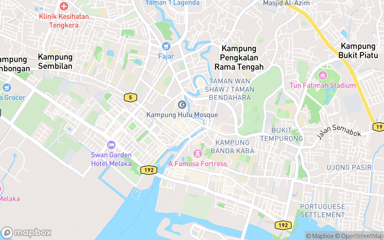 Map showing the location of Melaka Street Art Horses