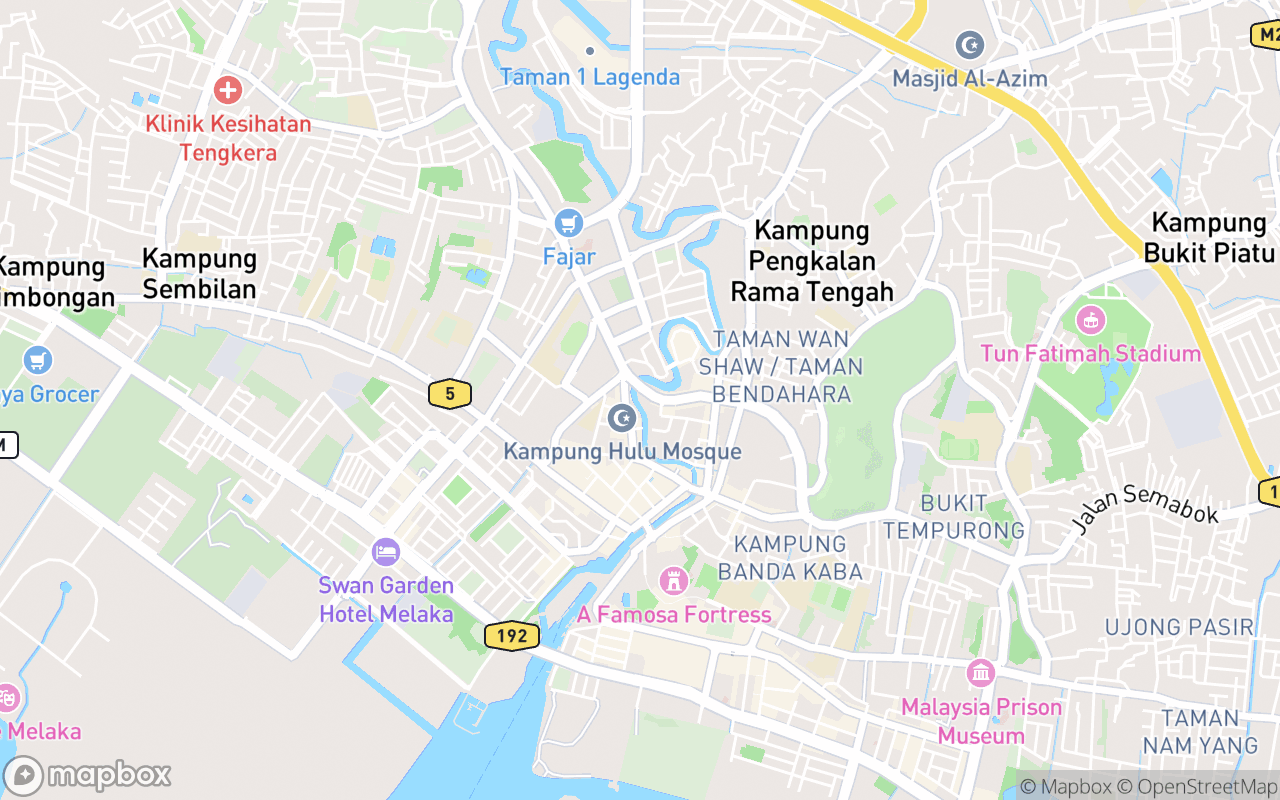 Map showing the location of Malacca River Walk