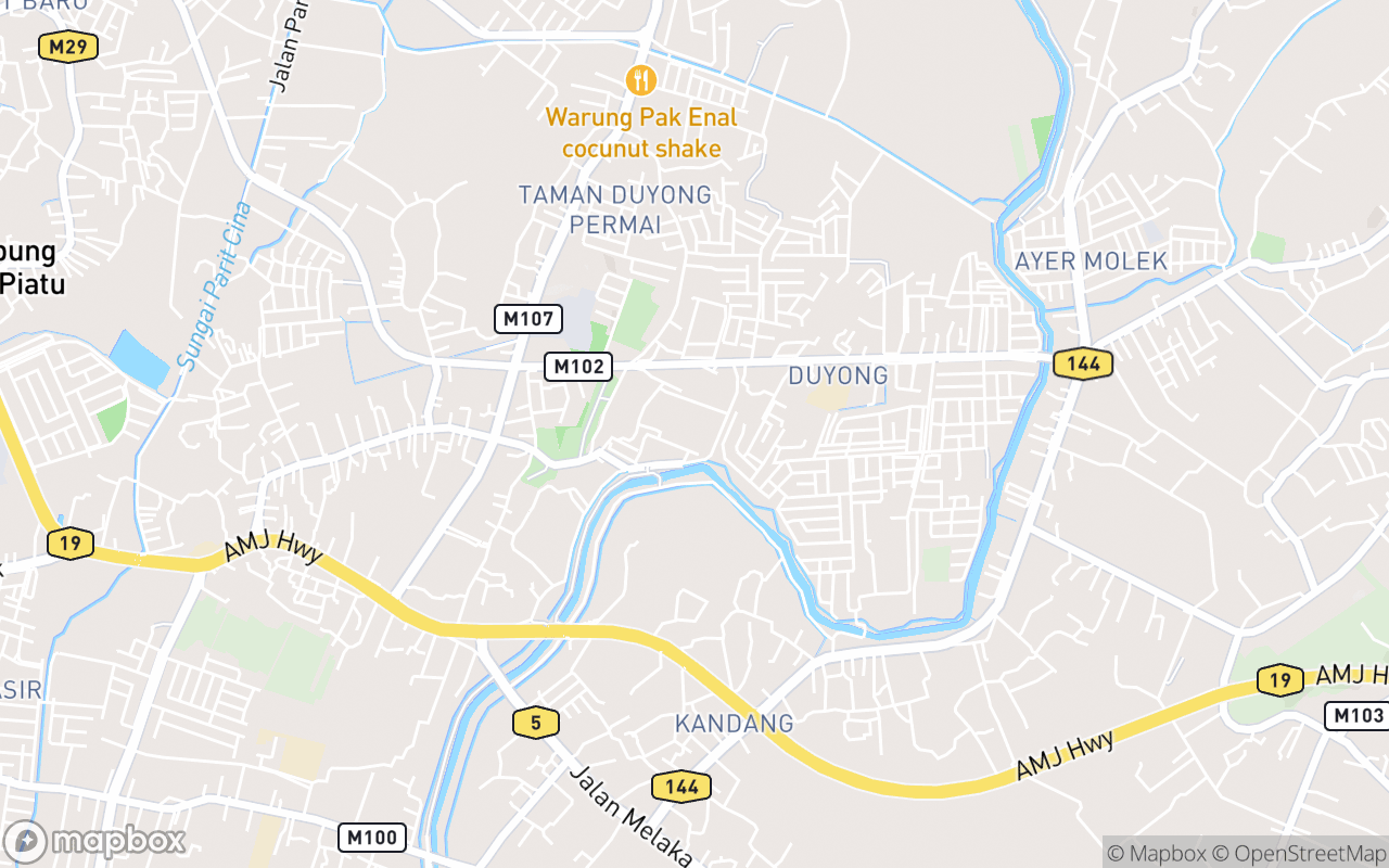 Map showing the location of Pusat Kereta Lembu Negeri Melaka