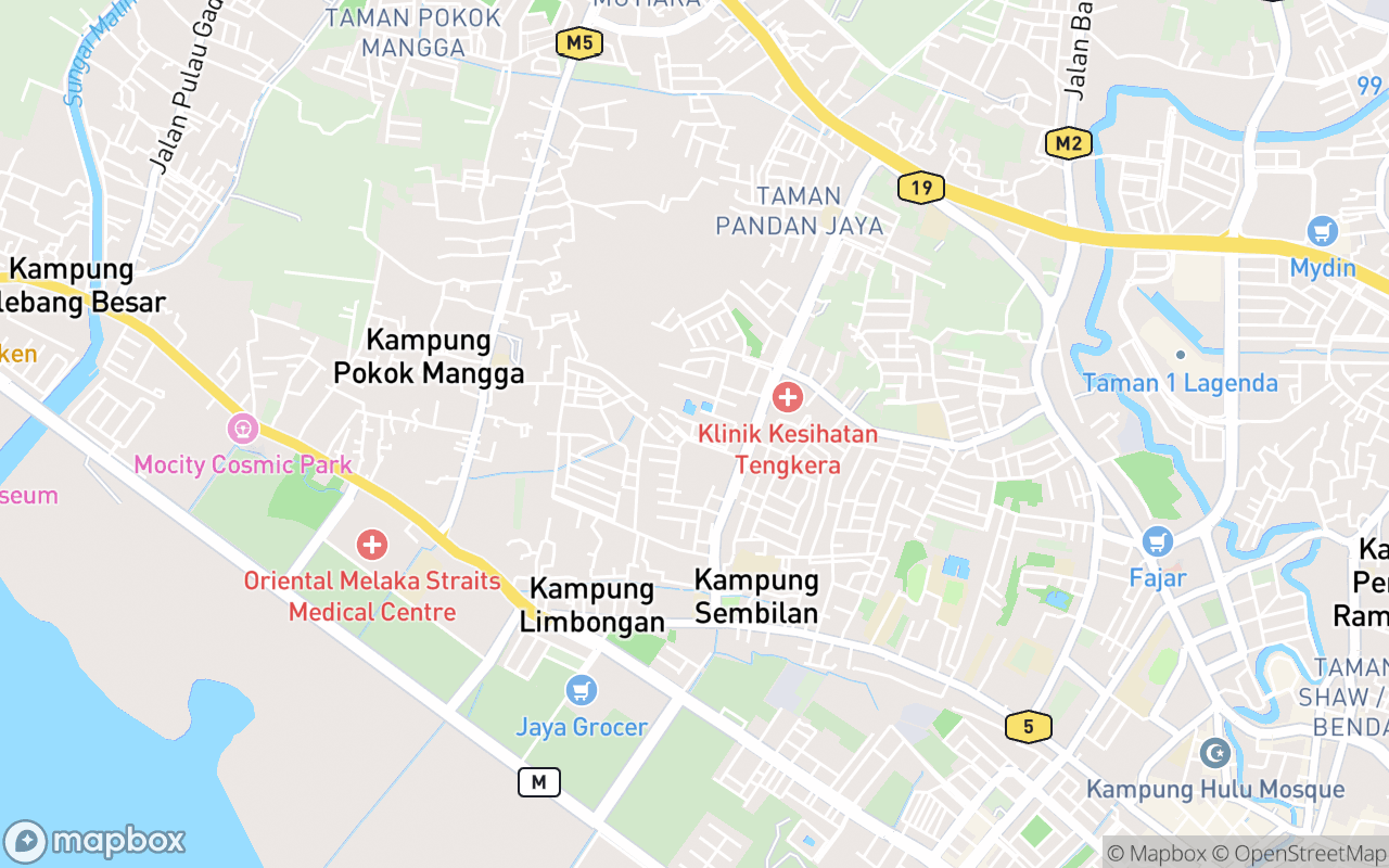 Map showing the location of Thekchen Choling Melaka