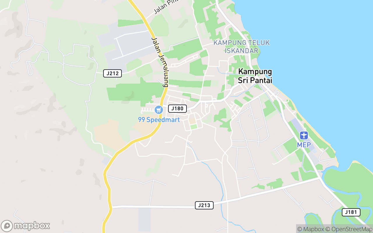 Map showing the location of Masjid Kampung Seri Pantai