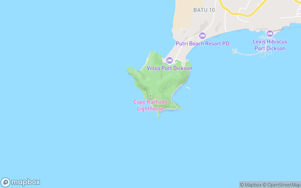 Map showing the location of Cape Rachado Lighthouse