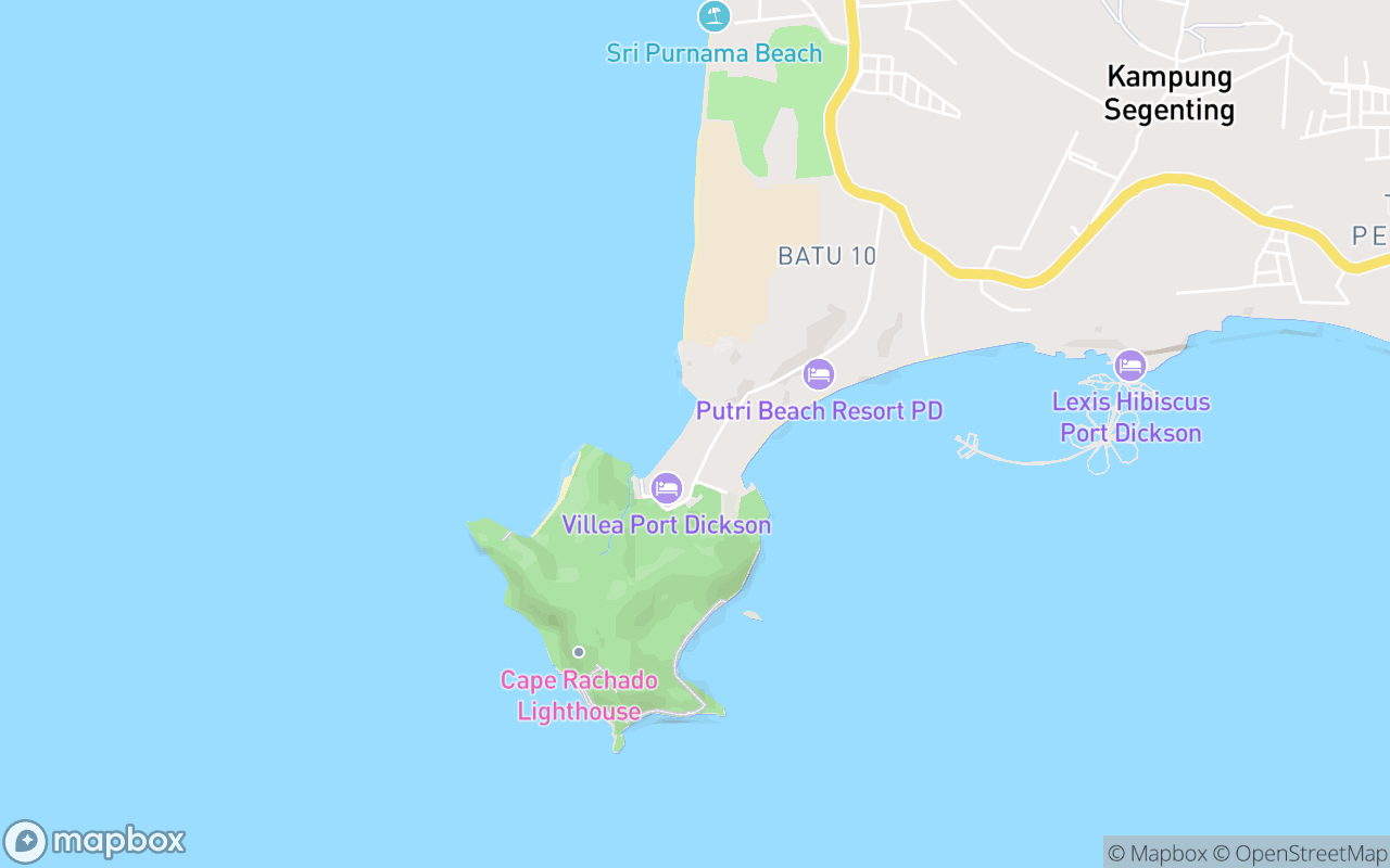 Map showing the location of Pantai Tanjung Biru