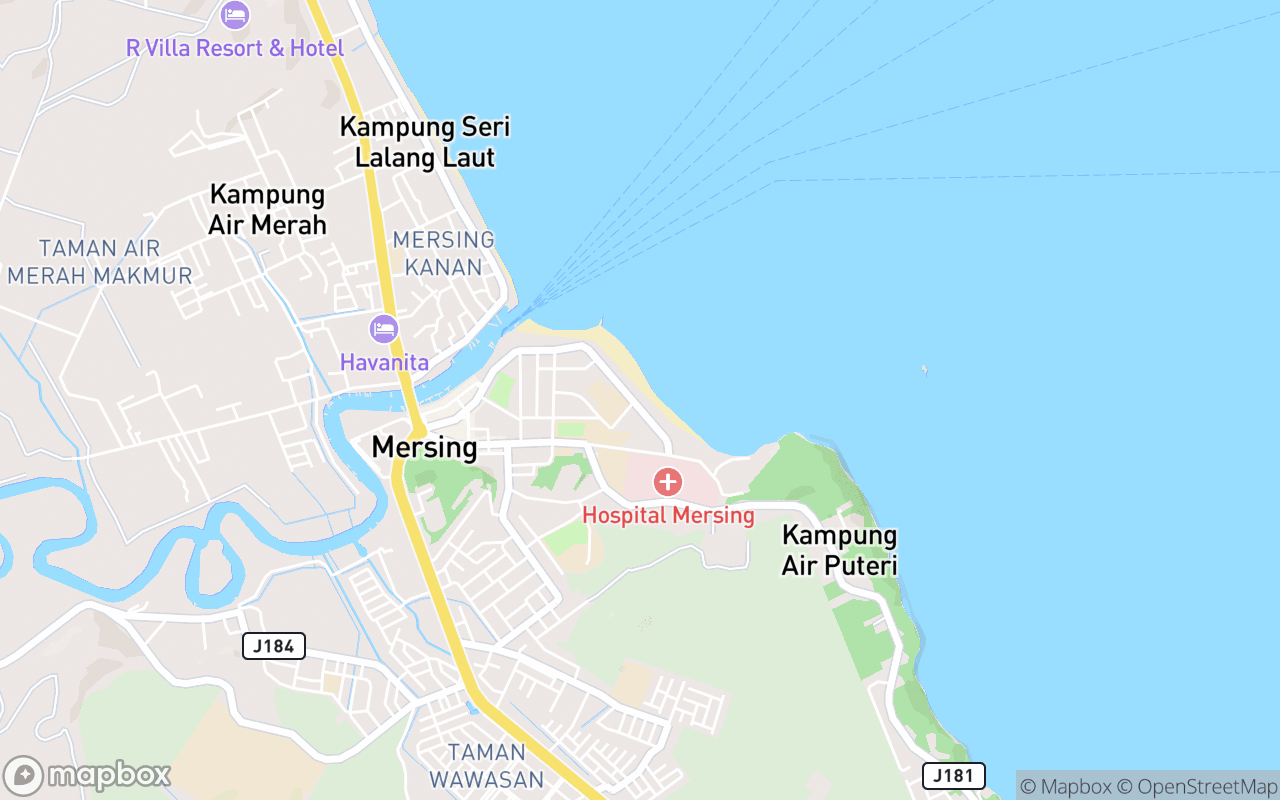 Map showing the location of Mersing Esplanade