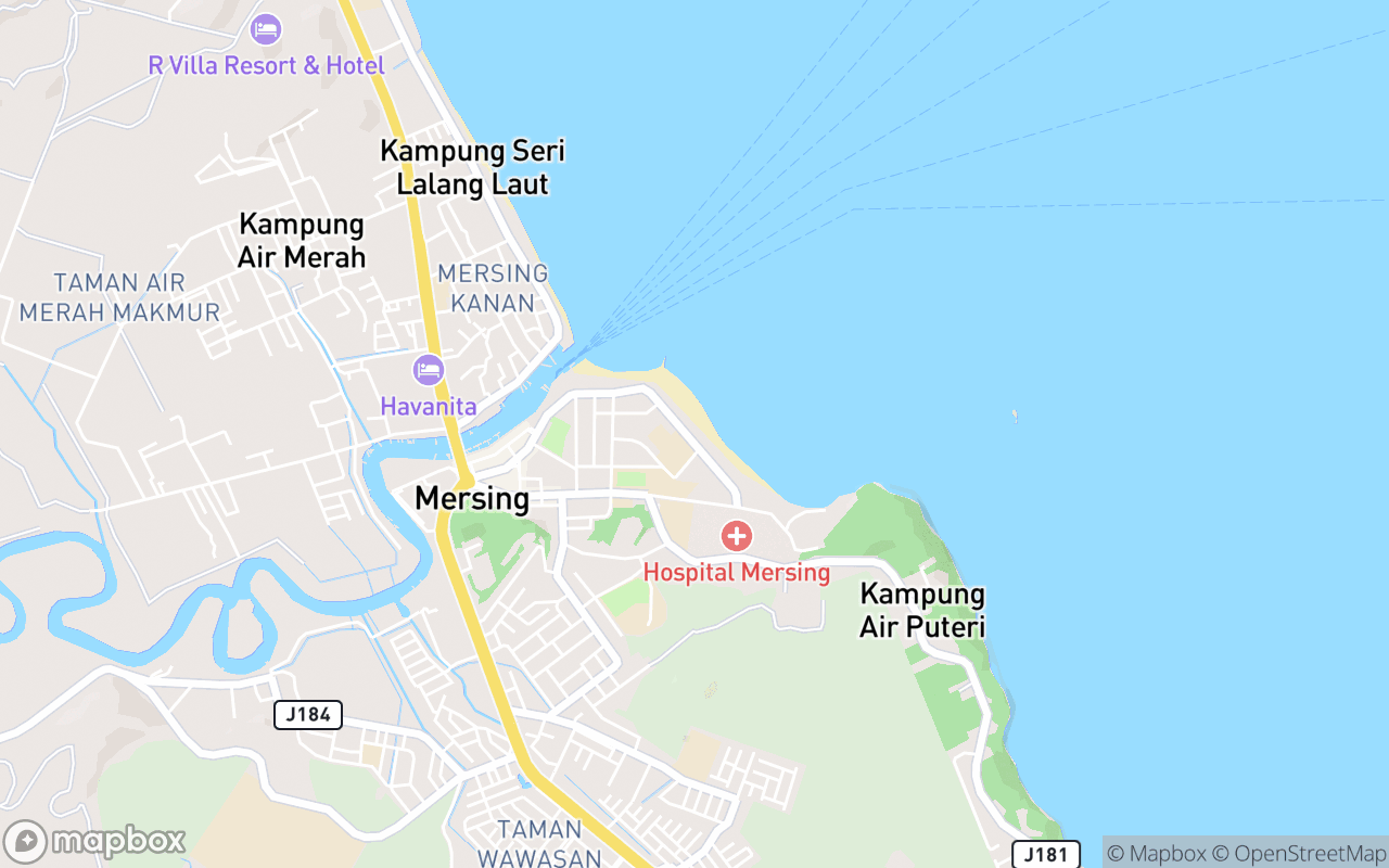 Map showing the location of Dataran Monumen Mersing