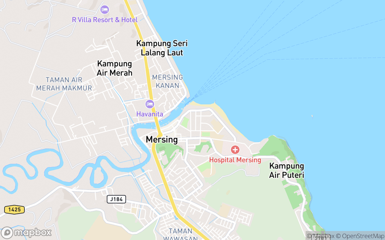 Map showing the location of Mersing Museum