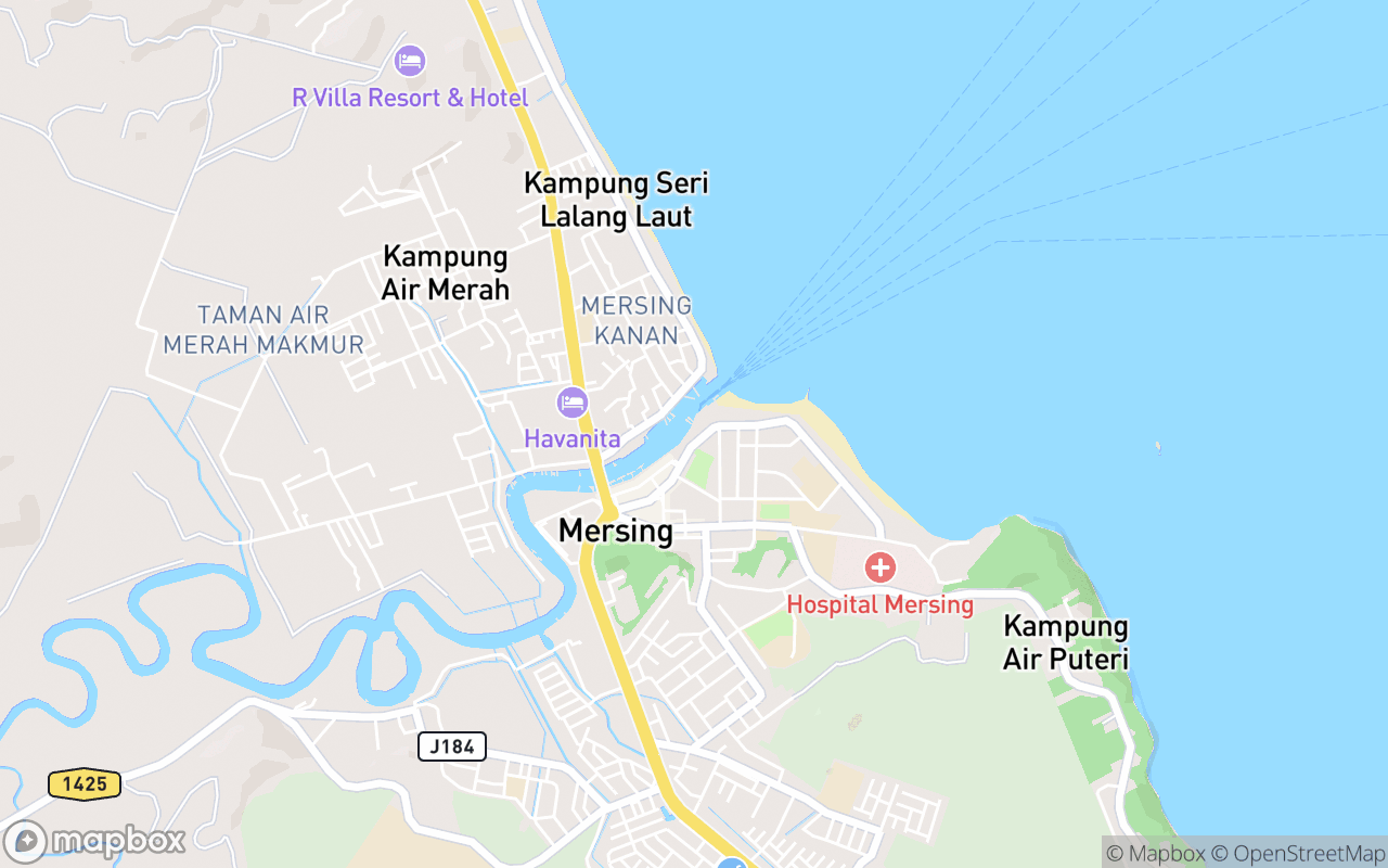 Map showing the location of Dataran Mersing