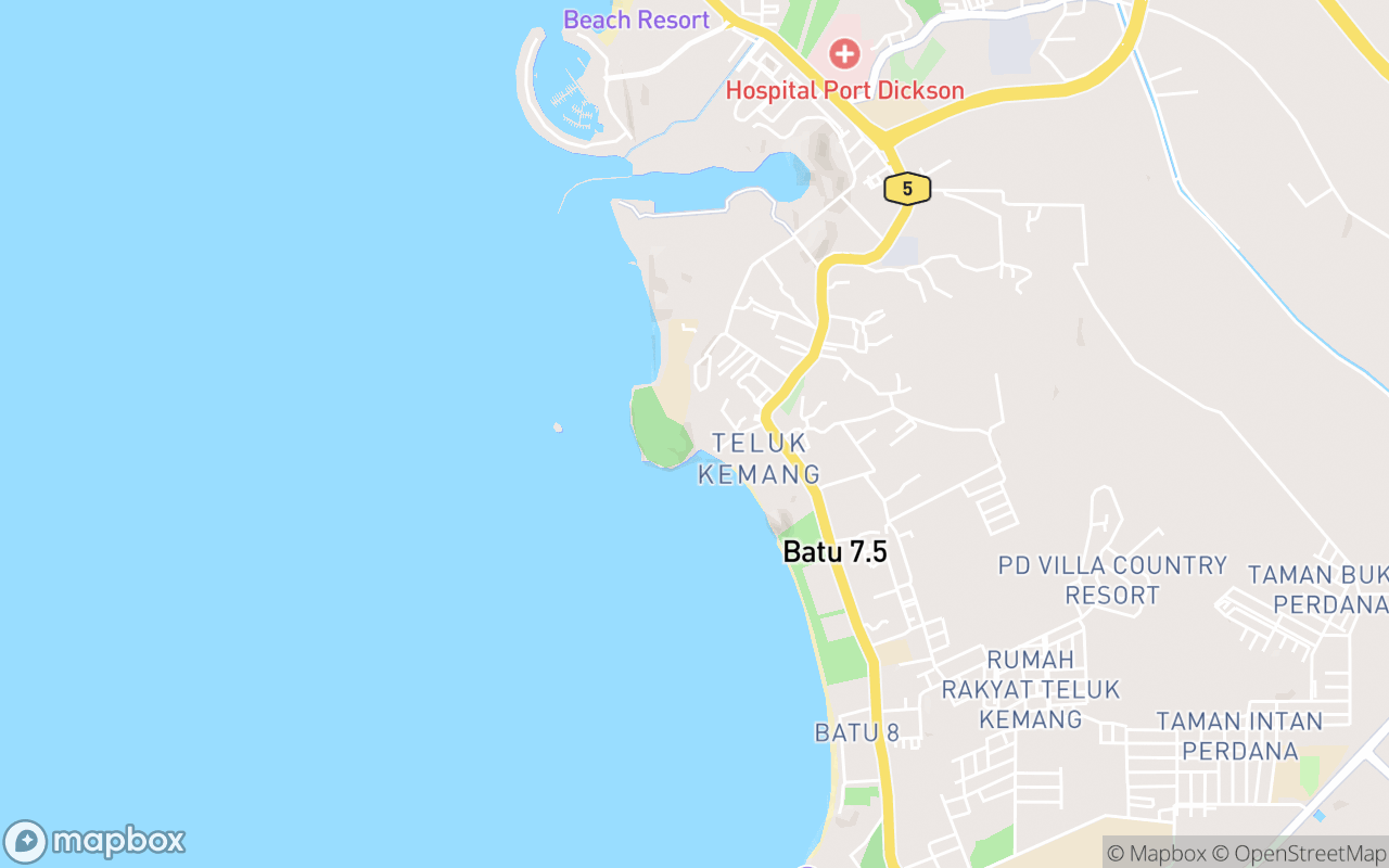 Map showing the location of Pusat Ikan Hiasan Port Dickson