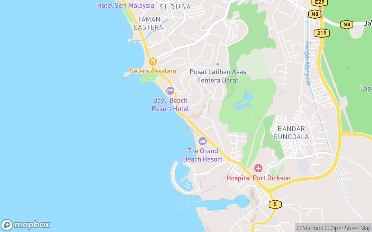 Map showing the location of Sri Anjeneayar Temple Port Dickson