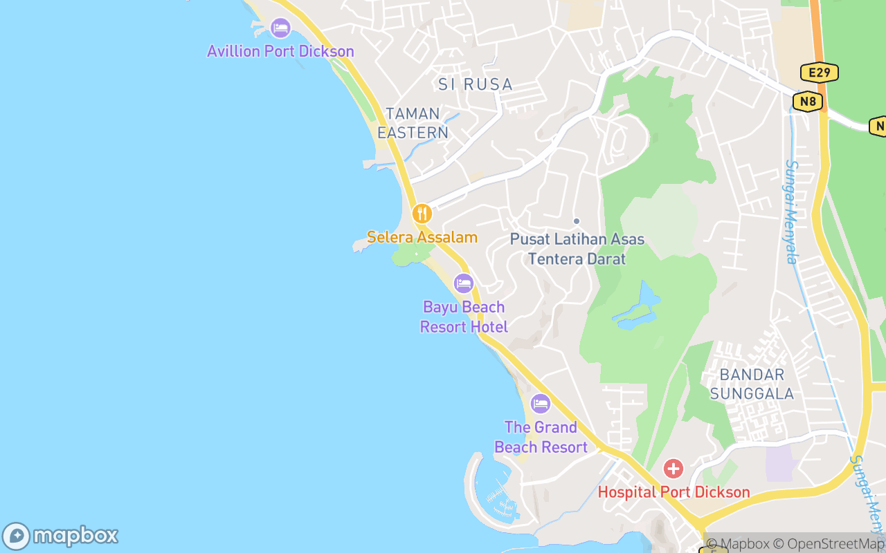 Map showing the location of Pantai Bayu