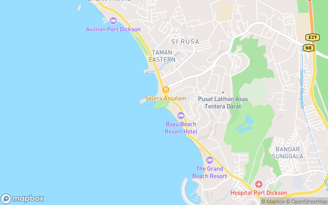 Map showing the location of Pantai Cahaya Negeri