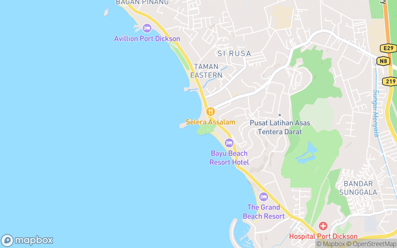 Map showing the location of Cahaya Bulan Beach