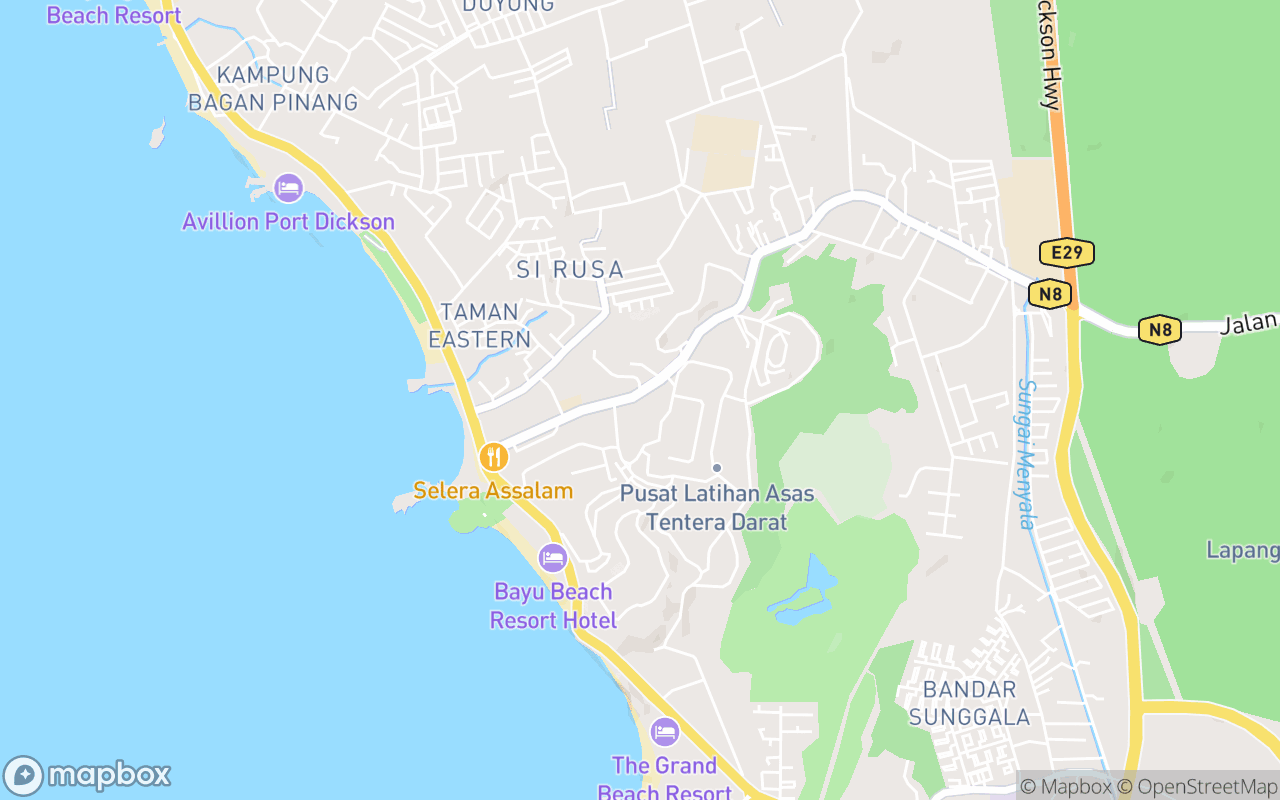 Map showing the location of Army Museum Port Dickson